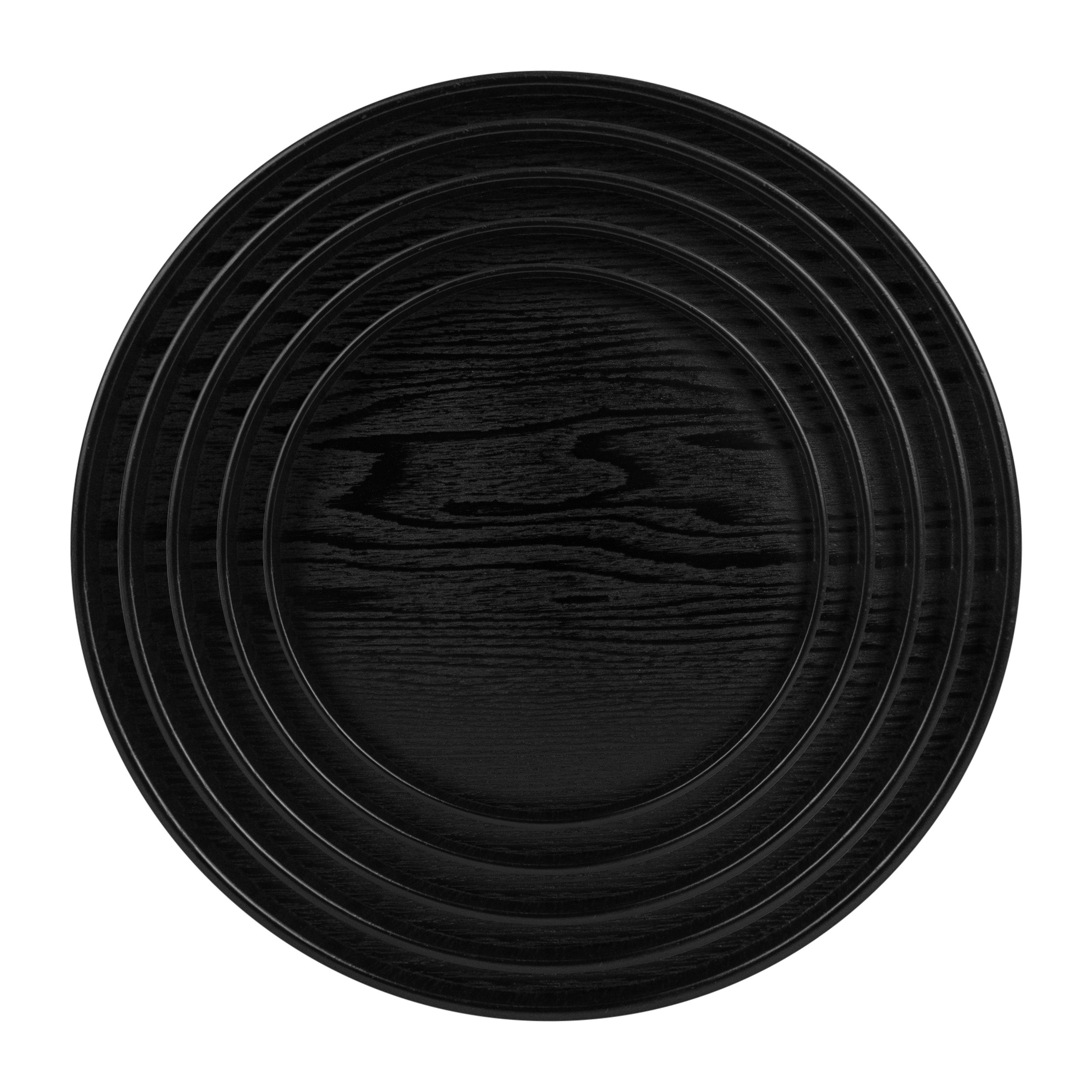 QUVIO Houten dienblad rond - Maat XL - Diameter 33 cm - Zwart
