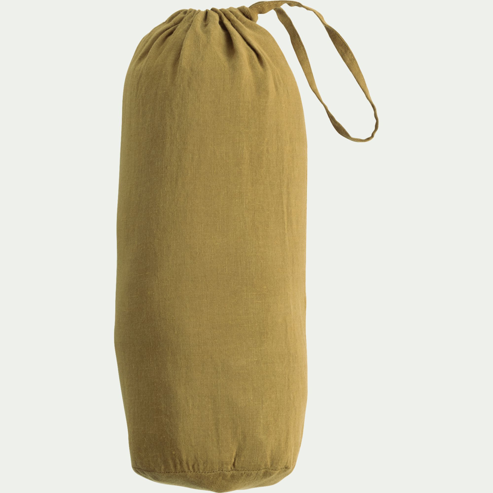 VENCE - Drap housse en lin lavé140x200cm B28cm - jaune alep