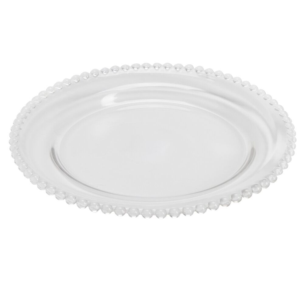 Assiette plate céramique transparente bord perle Ø26,5cm
