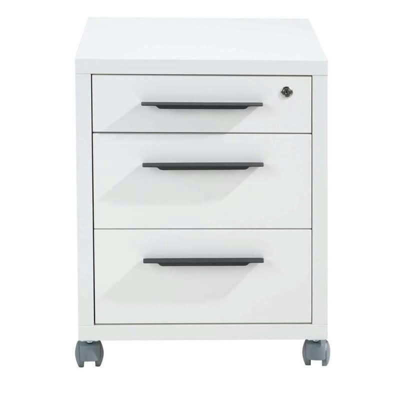 NET - Caisson de rangement à roulettes 3 tiroirs blanc laqué