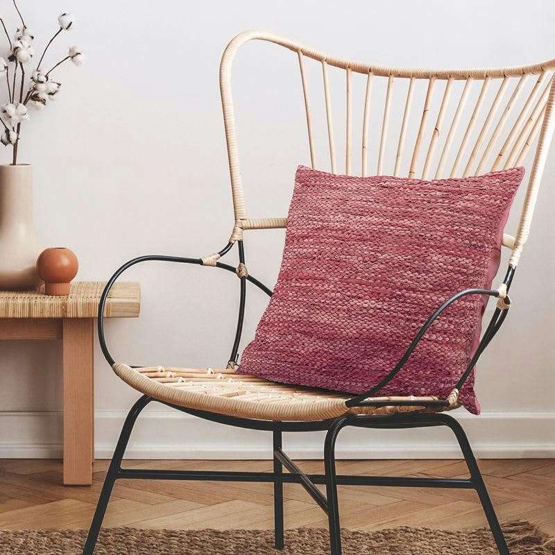 SKIN - Coussin en cuir tressé burgundy 45x45