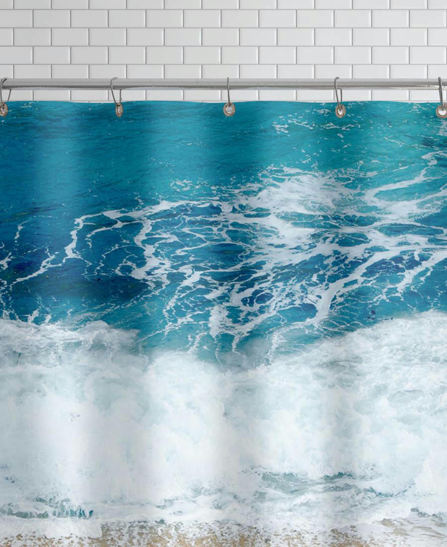 PRINT 221 - Rideau de douche en polyester en blanc & jaune 150x200