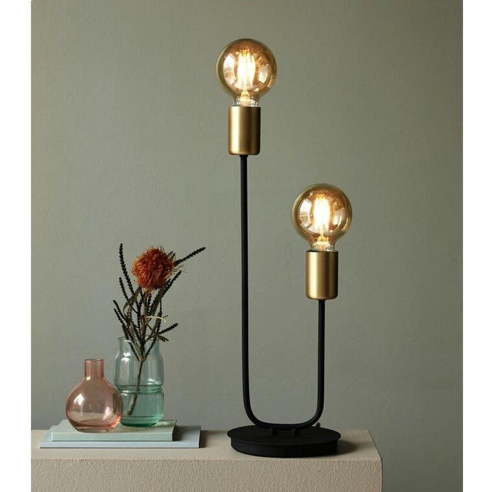 JOSEFINE - Lampe de table en métal noir mat avec 2 points lumineux