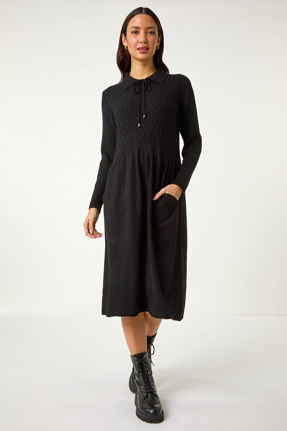 Roman Ribbed Texture Knit Dress