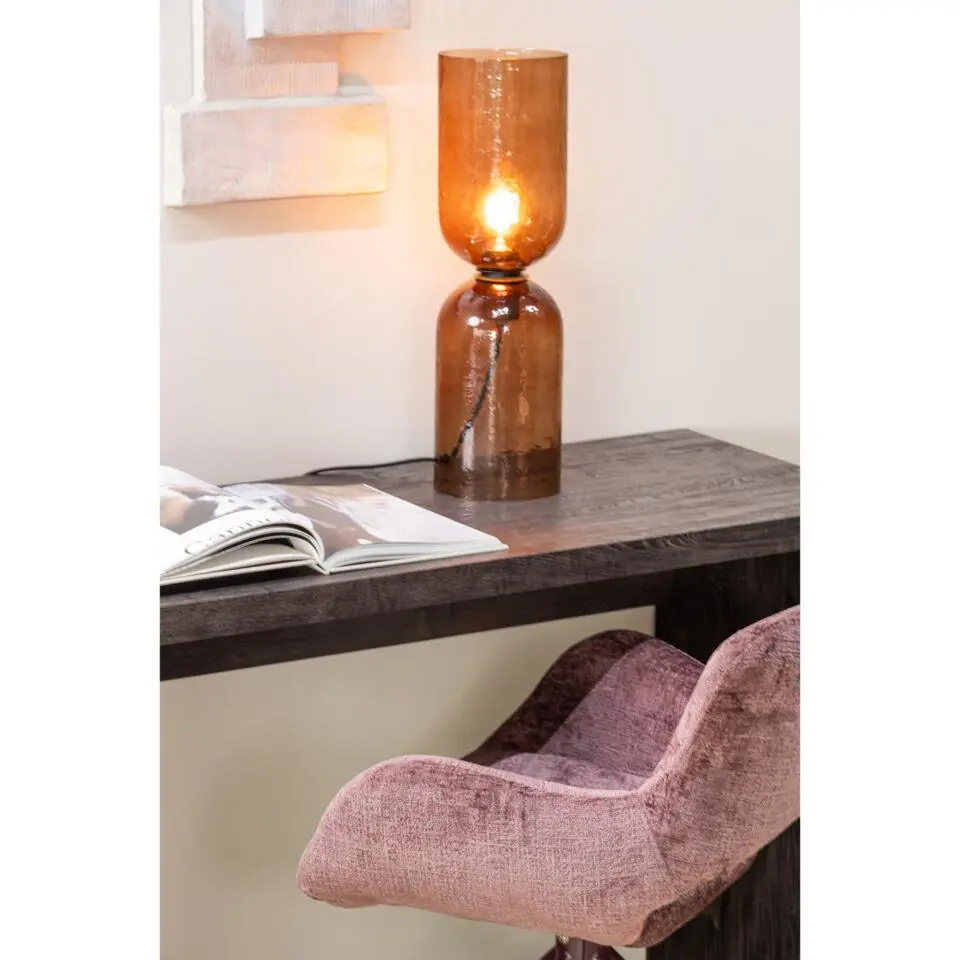 WOOOD Eliva Eetkamerstoel - Structure Velvet - Paars - Set van 2