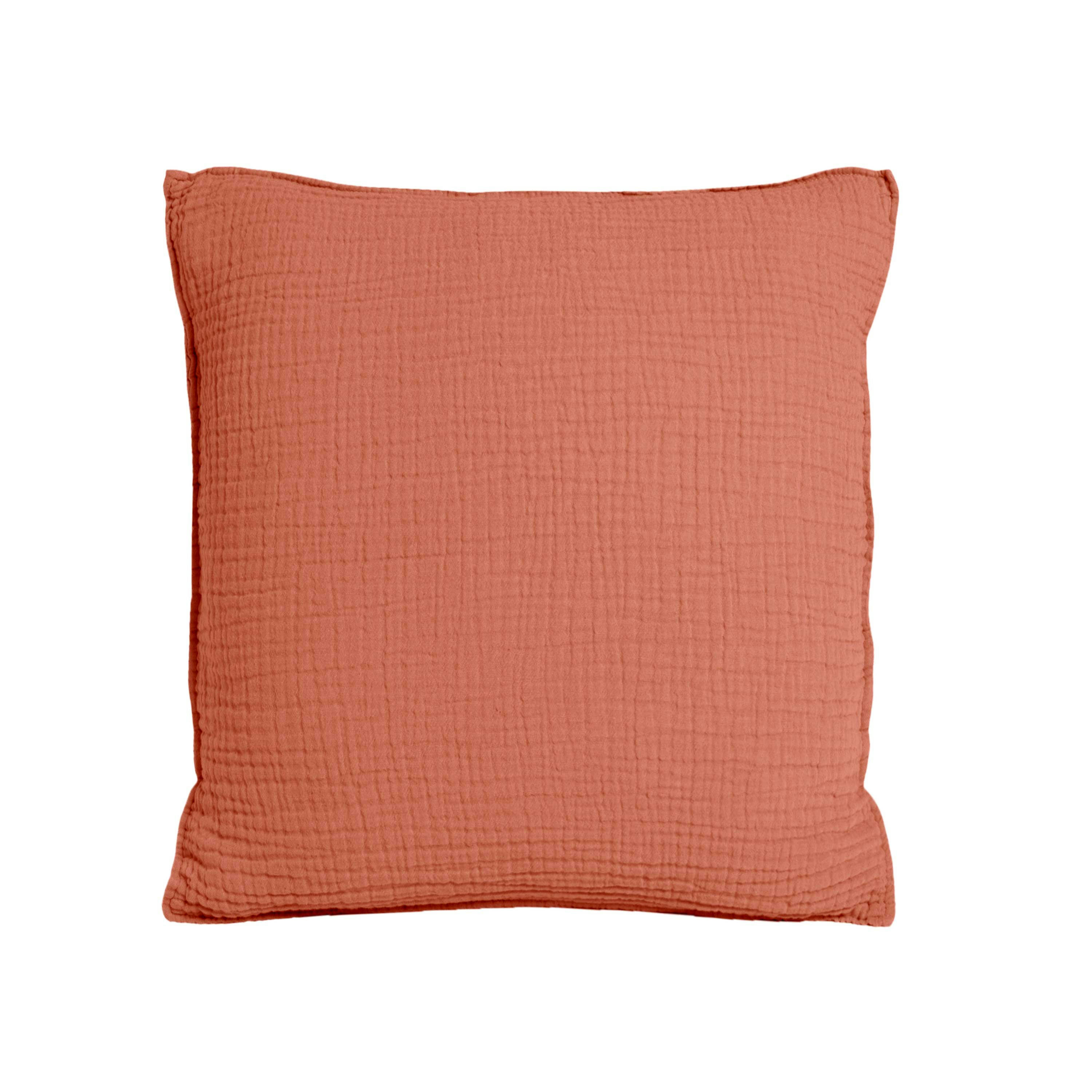 SIMPLEMENT GAUFRÉ - Taie d'oreiller en gaze de coton 65x65cm Terracotta