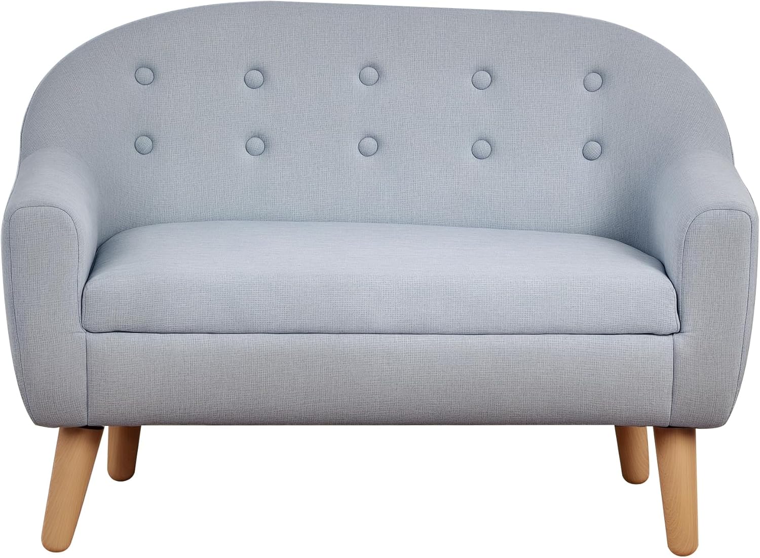 Qaba 2-Seat Kids Sofa, Toddler Sofa Couch, Linen-Like Fabric and Wooden Frame Sofa Chair for Ages 3-7, 11 High Seat, Gray