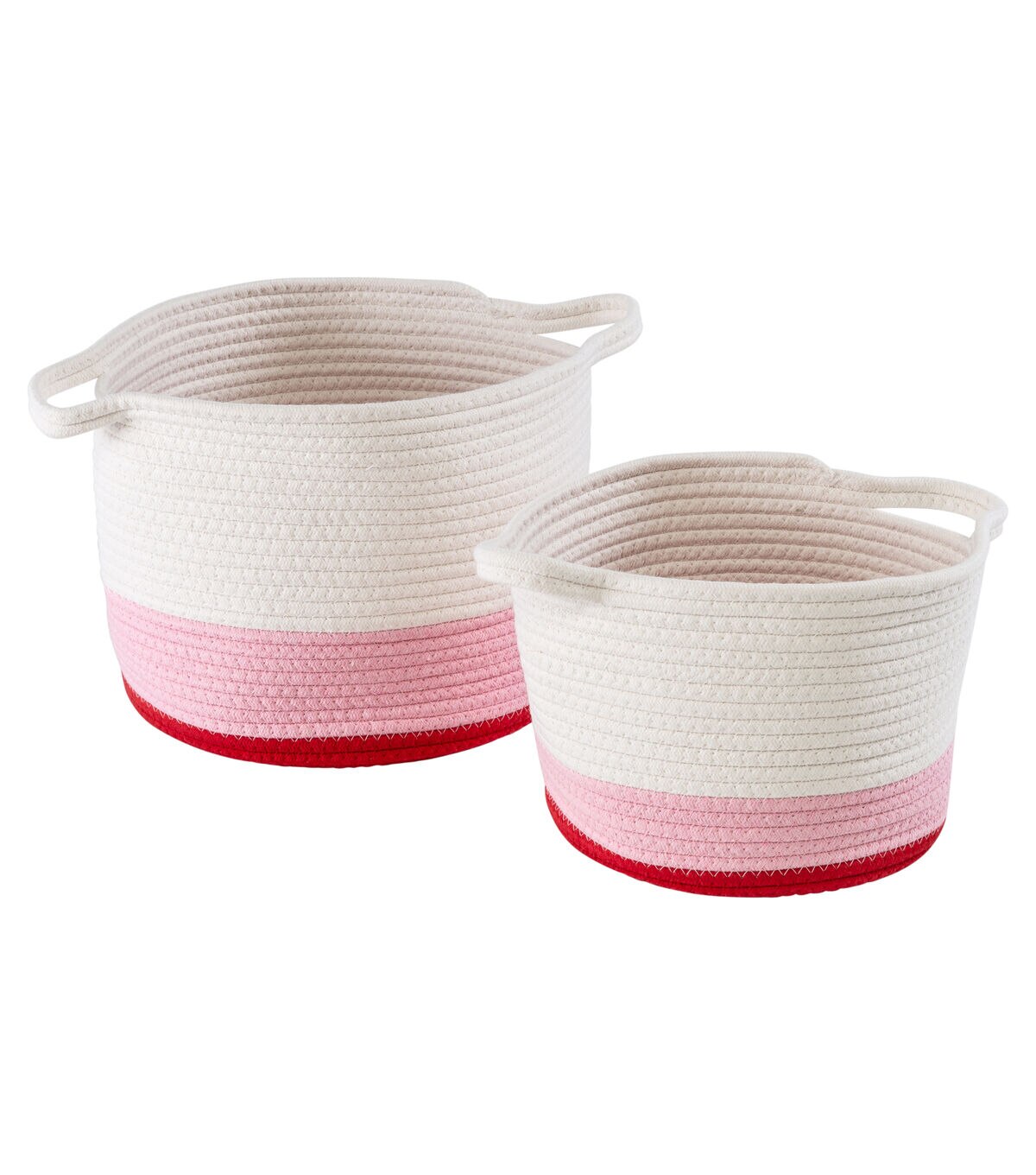 Honey Can Do 12 Pink & White Nesting Cotton Rope Storage Baskets 2ct