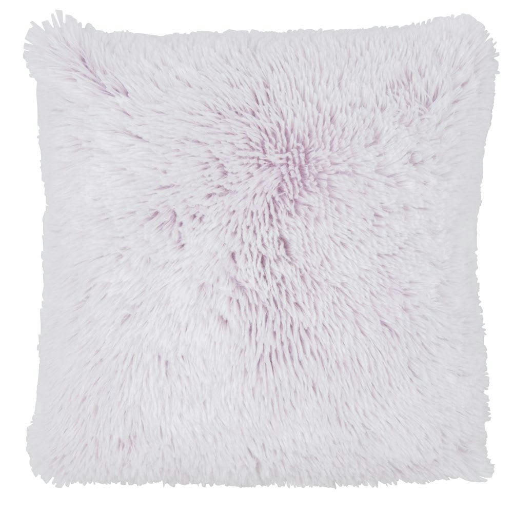 GEME - Housse de coussin en polyester recyclé imitation fourrure blanc et violet 40x40