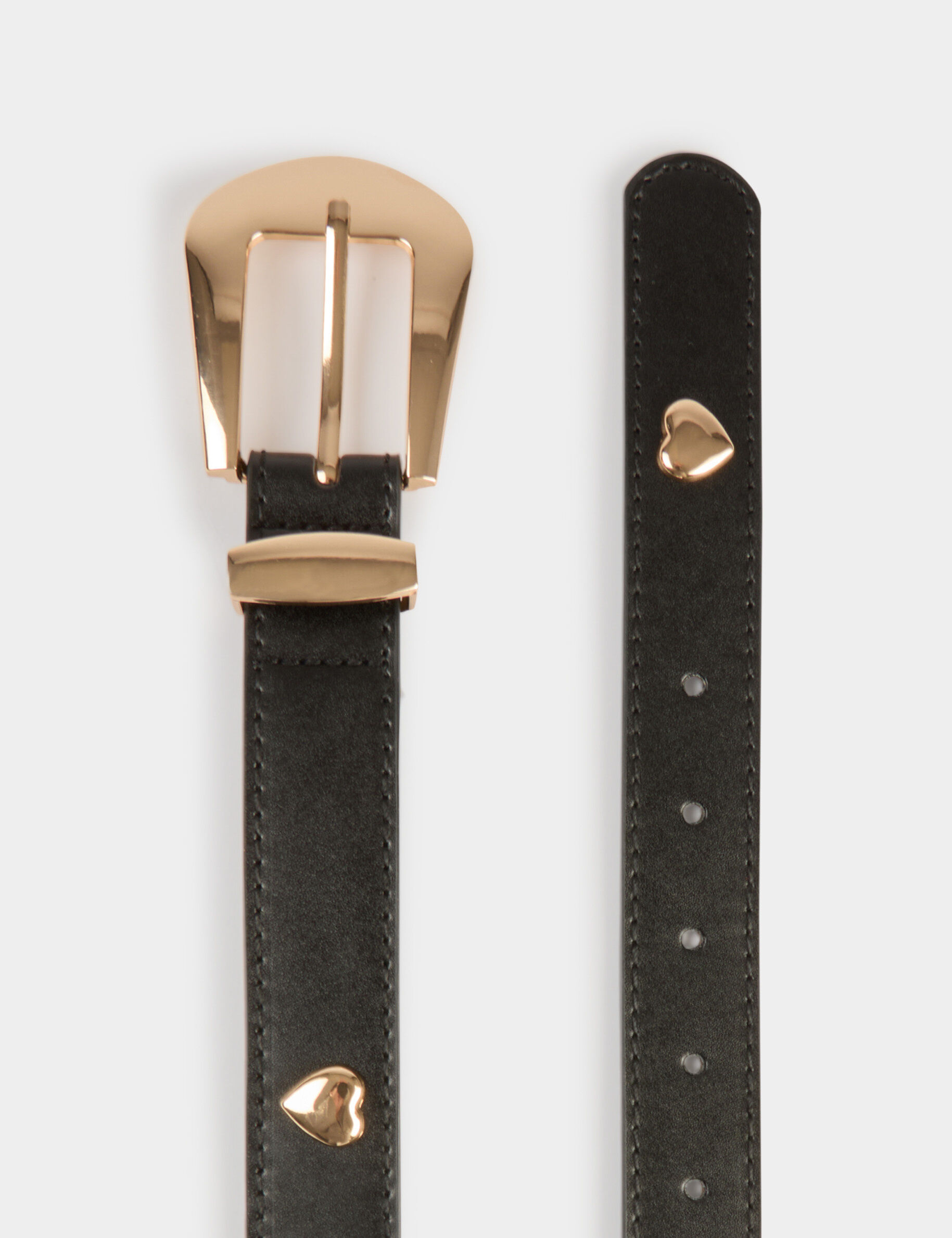 Thin Faux Leather Belt Black Women