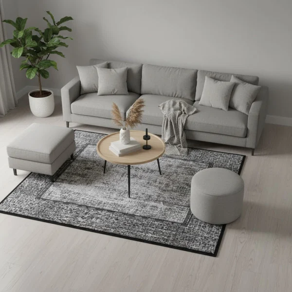 Dywan nowoczesny szary do salonu pokoju 003 - 70x130 cm - modny solidny