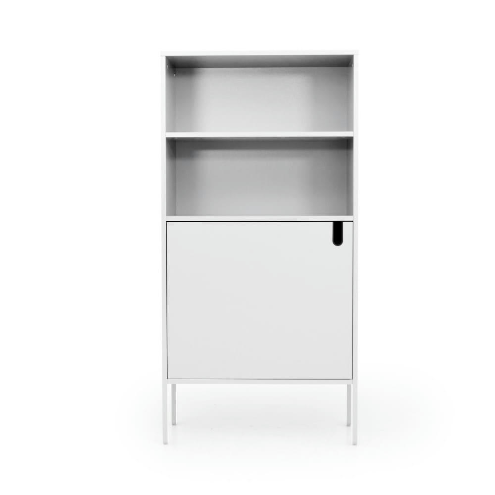 UNO - Buffet haut en bois 1 porte H152cm blanc