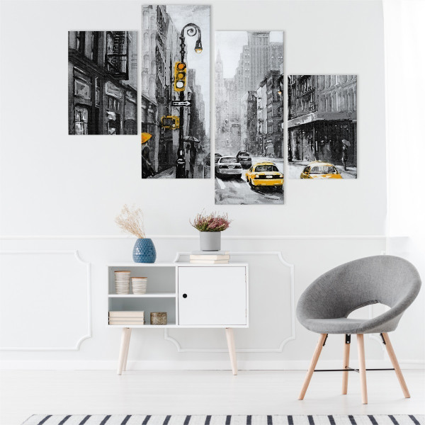 Obraz Wieloczęściowy MIASTO Ulica NYC 3D 80x50cm