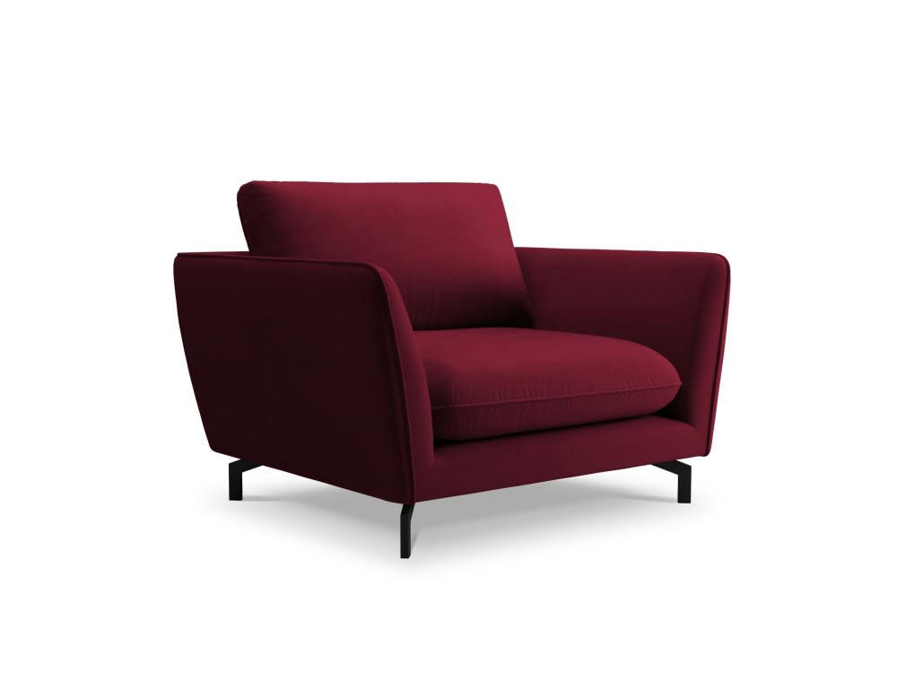PODIUM - Fauteuil 1 place XL en velours rouge foncé