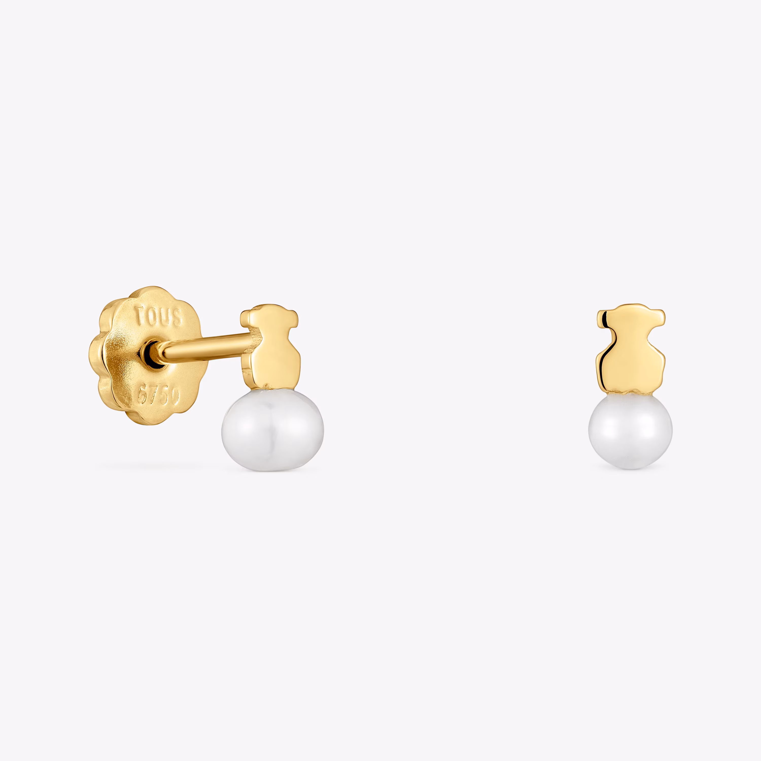 Pendientes de oro motivo oso con perla cultivada Puppies