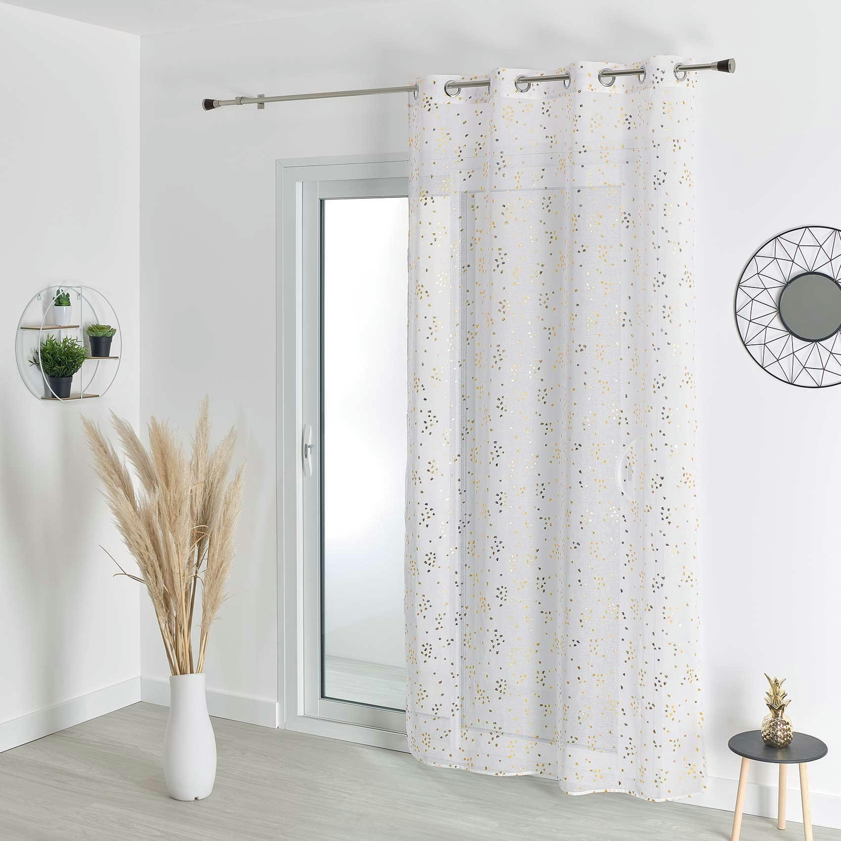 - Voilage en étamine métallisée polyester doré 140x240 cm