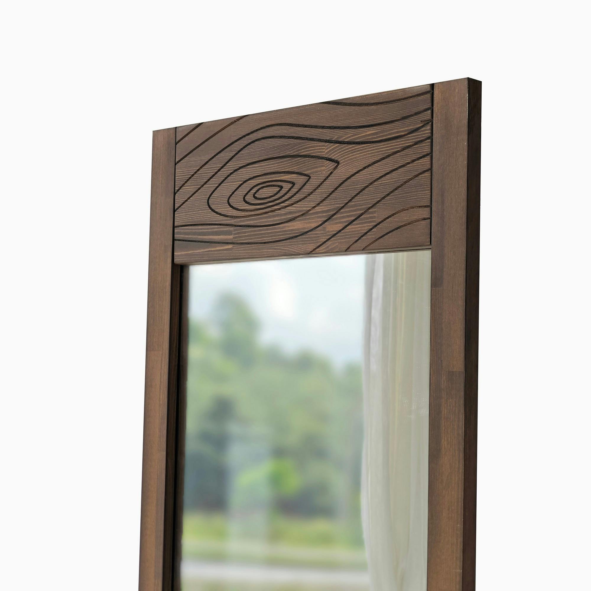 Miroir vertical en bois foncé - motif tronc d'arbre HILO