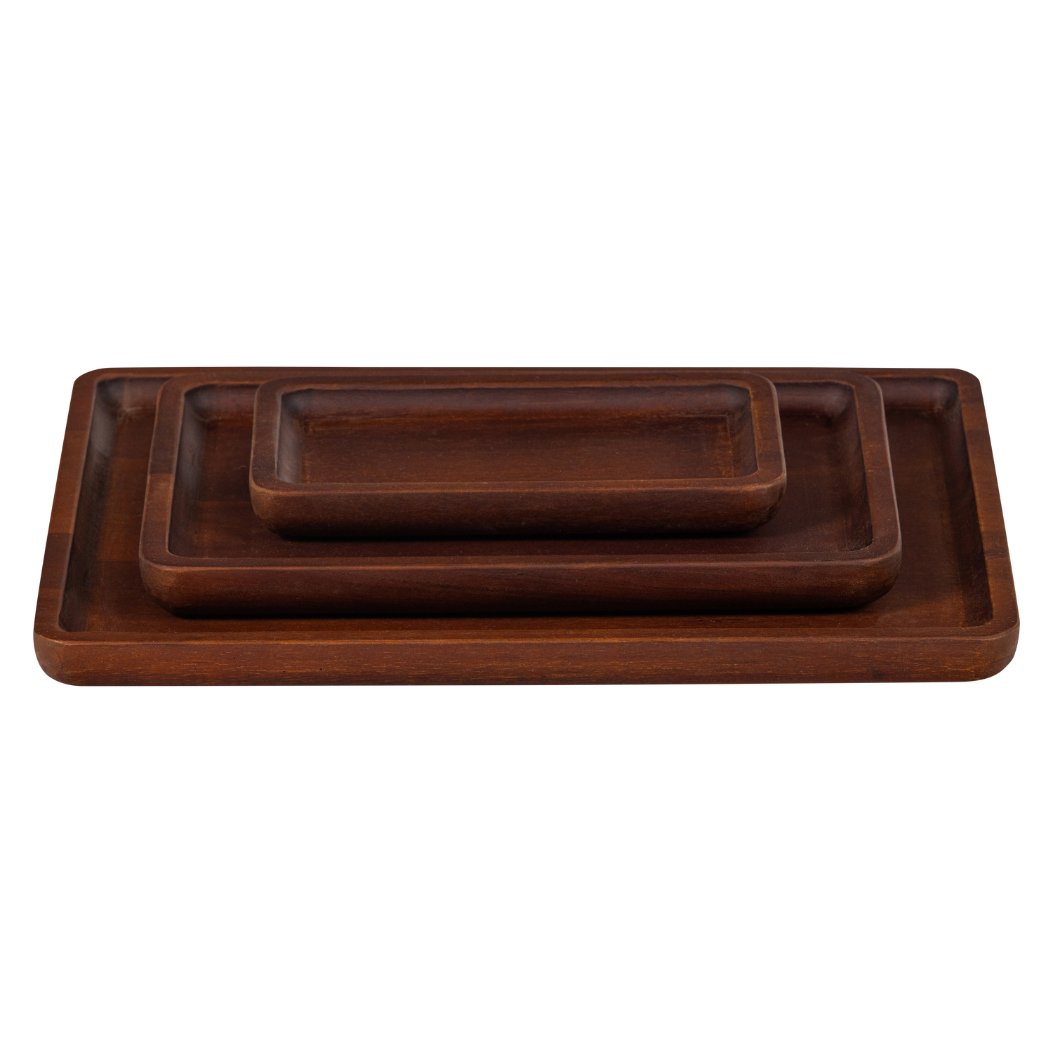 WOOOD dienblad Trayla - Mangohout - Bruin - Set van 3 - 45x35x3/35x25x3/25x15x3
