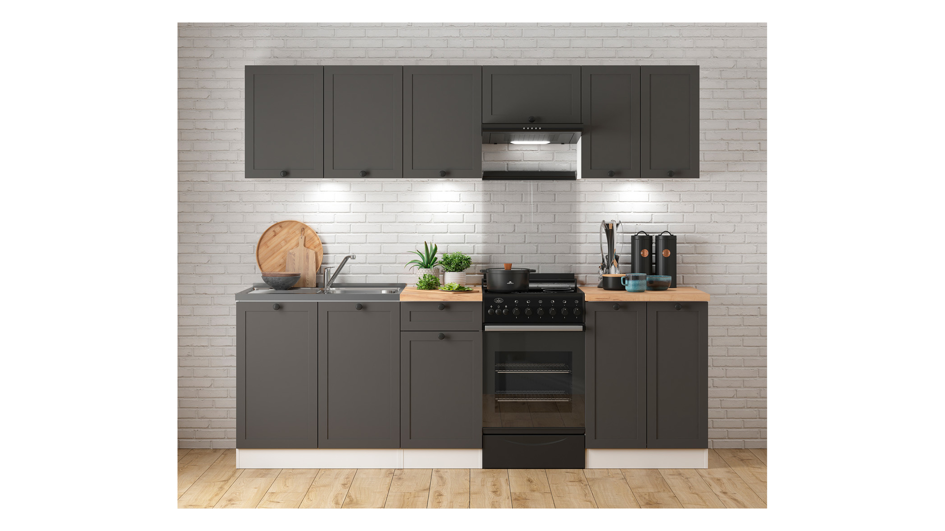 Komplet kuchennyJunona Line 230 cm grafit bez blatu