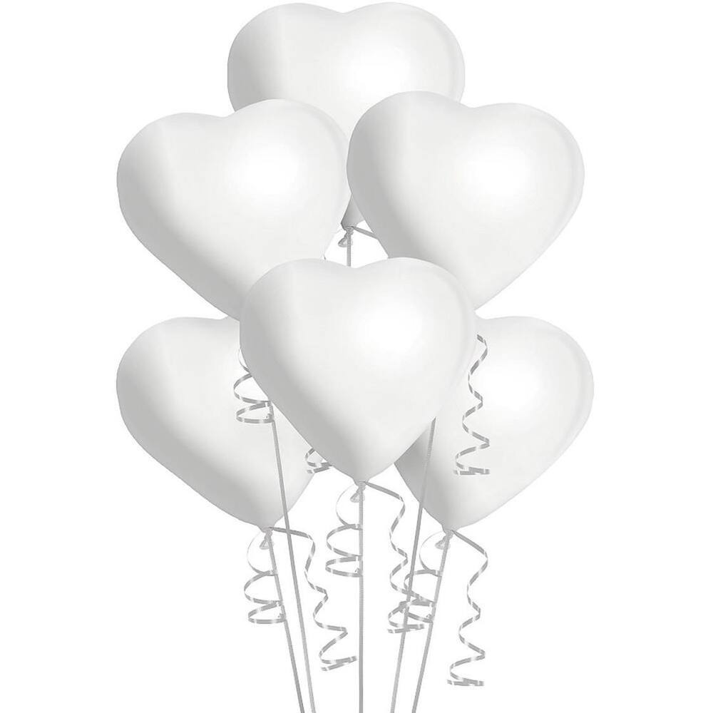 Heart Latex Balloons, Assorted Colours, 12-in, 6-pk, for Birthday Party