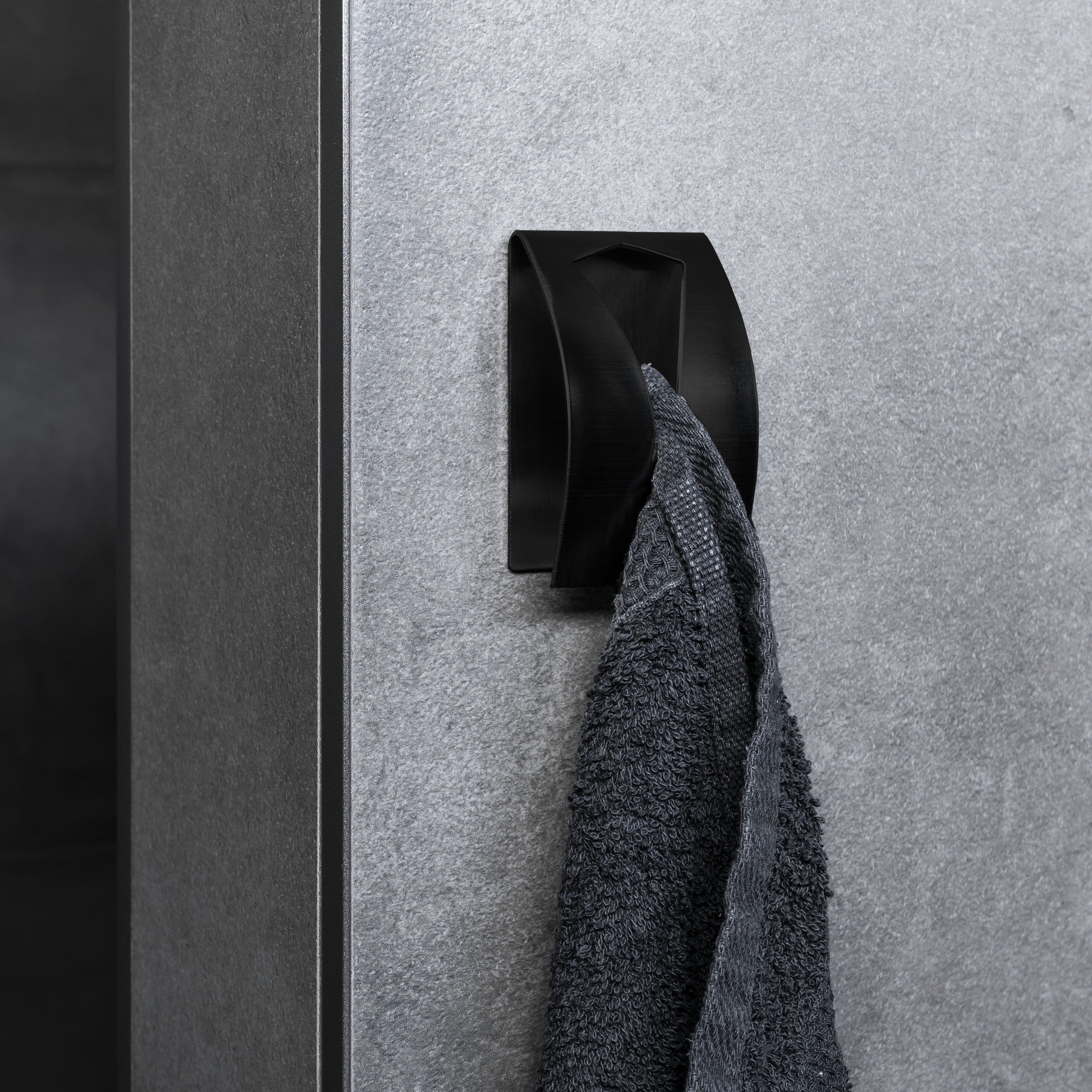 QUVIO Handdoekenhouder zelfklevend RVS - Zwart - set van 6