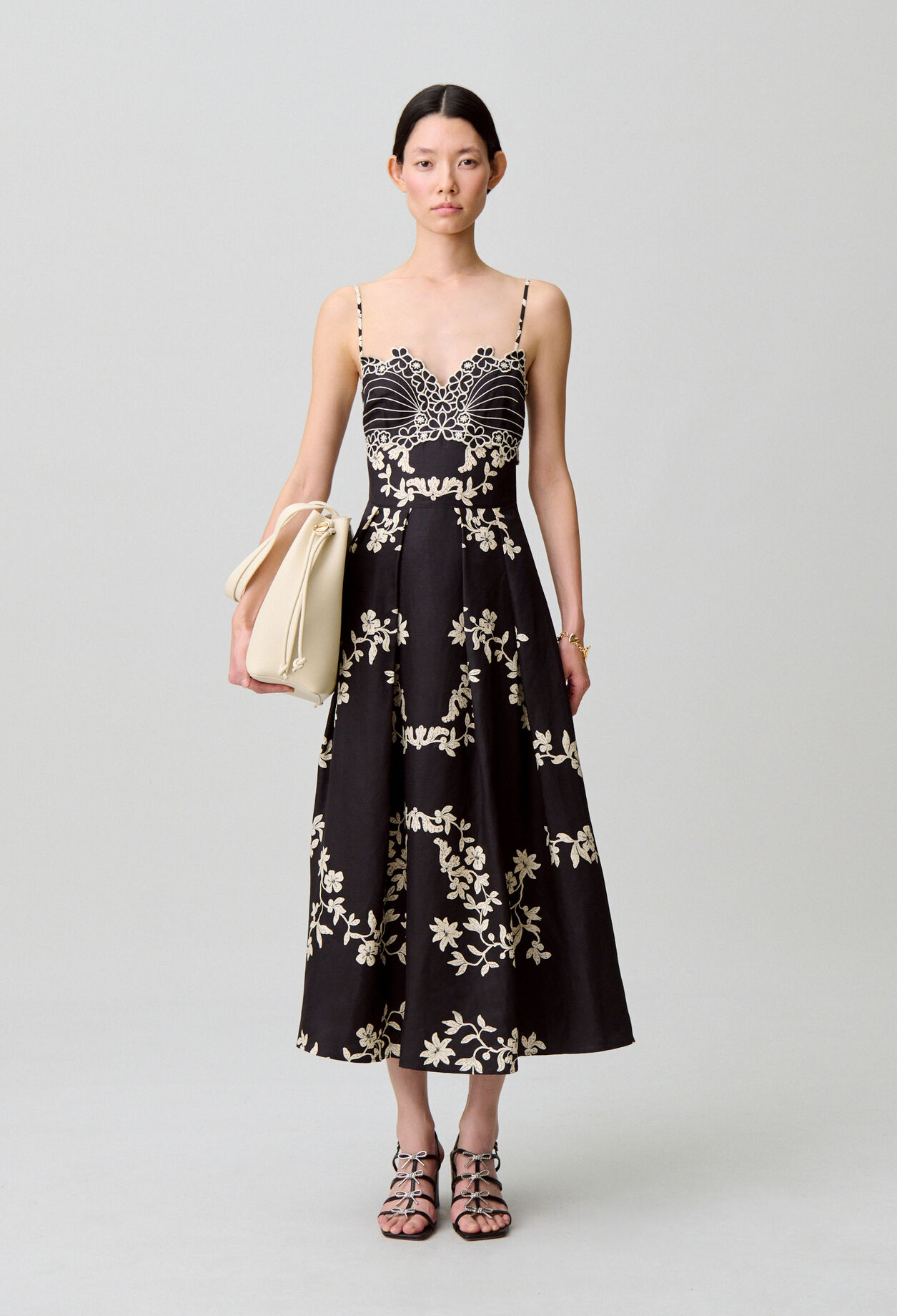 Robe bretelles broderies florales