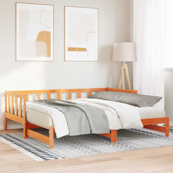 Łóżko Dzienne Rozsuwane Sofa Rama Łóżka Drewniana Brąz