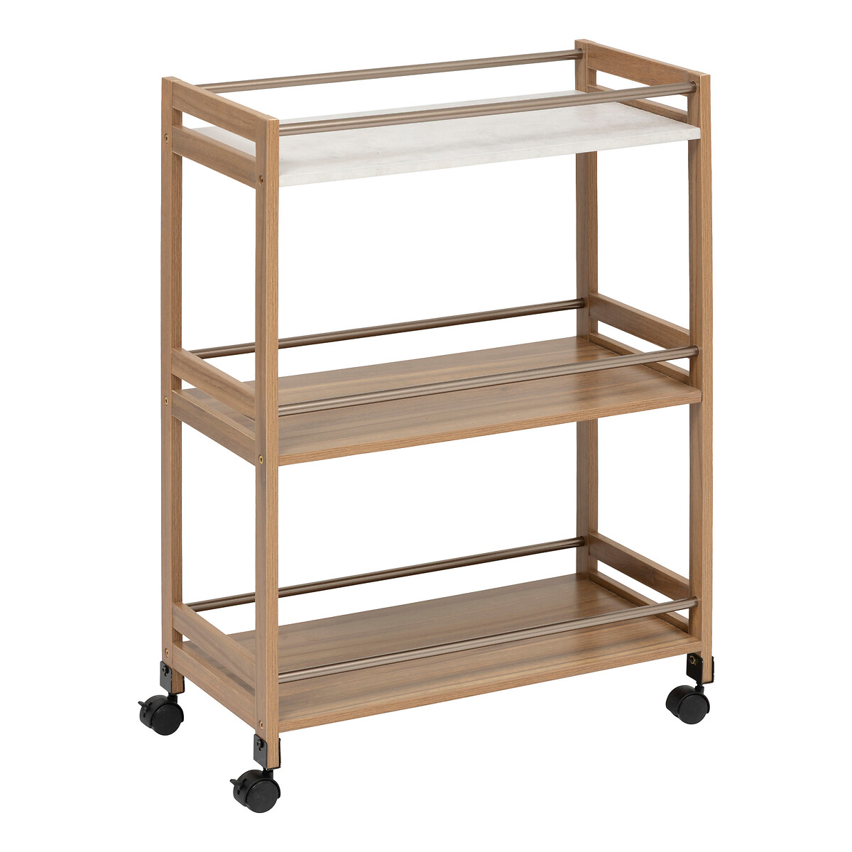 Carrinho de apoio com 3 níveis castanho