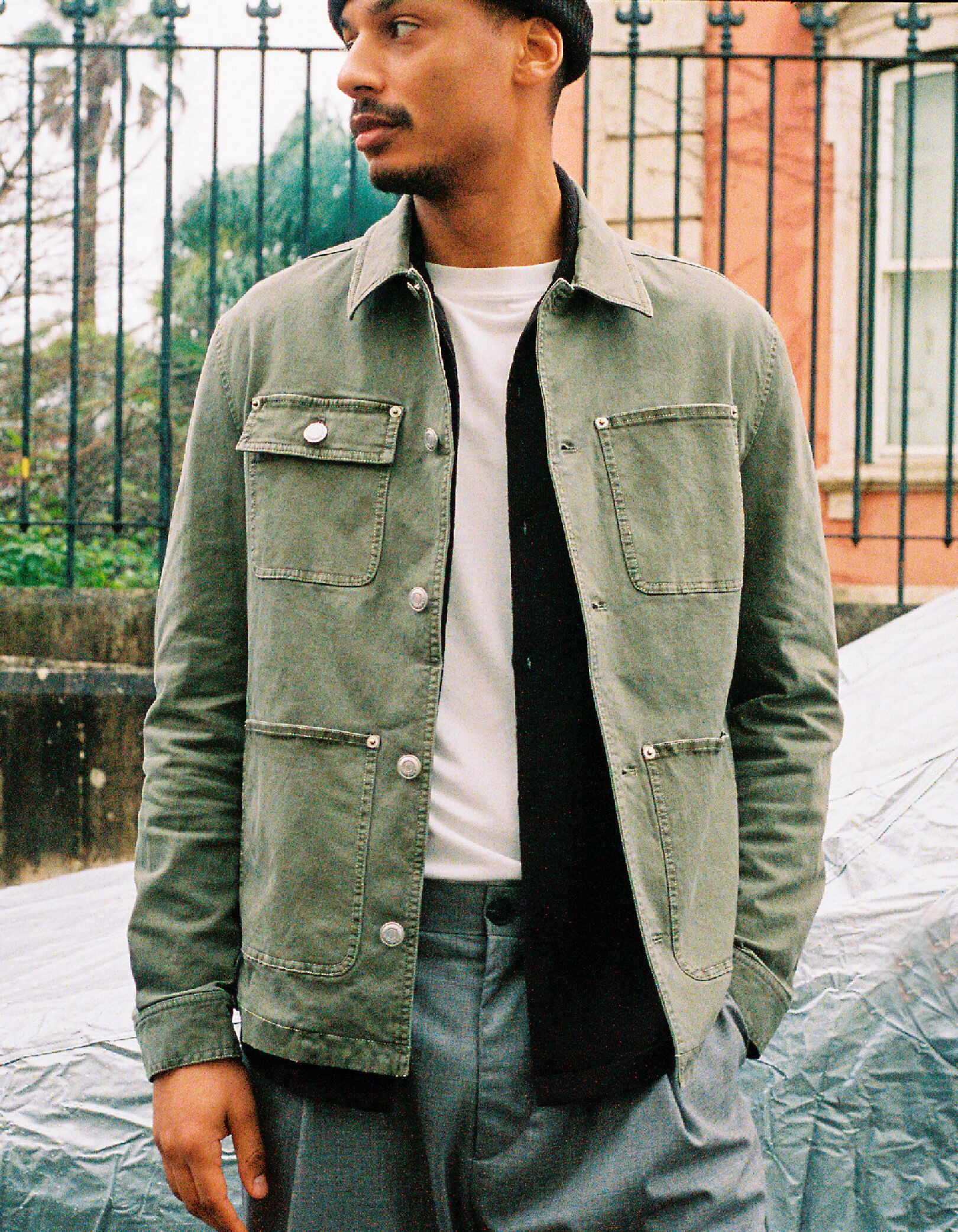 Veste saharienne kaki multipoches Homme