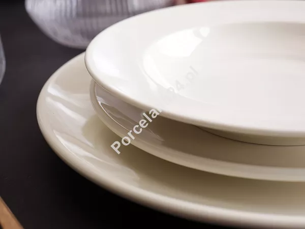 Komplet talerzy 6 osób (18 el.) (gładki) Rinart - Banquet ecru