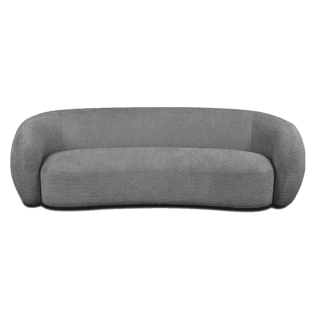 MOON - Canapé 3 places tissu bouclé gris