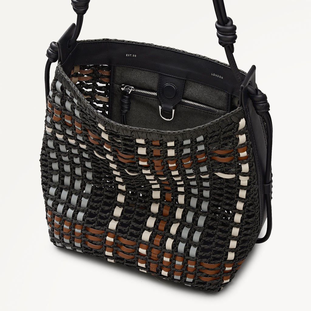 The Camden - Raffia Check - Medium Open Top Shoulder