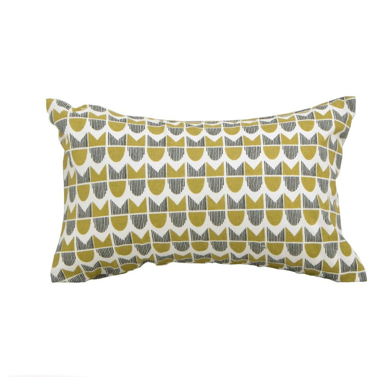 SKANDI - Coussin de plage coton  39x25 jaune / vert kaki