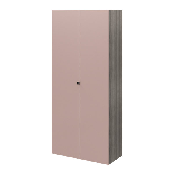 Armoire penderie 2 portes petites poignées rose taupe et effet chêne grisé GoodHome Atomia H. 225 x L. 100 x P. 45 cm