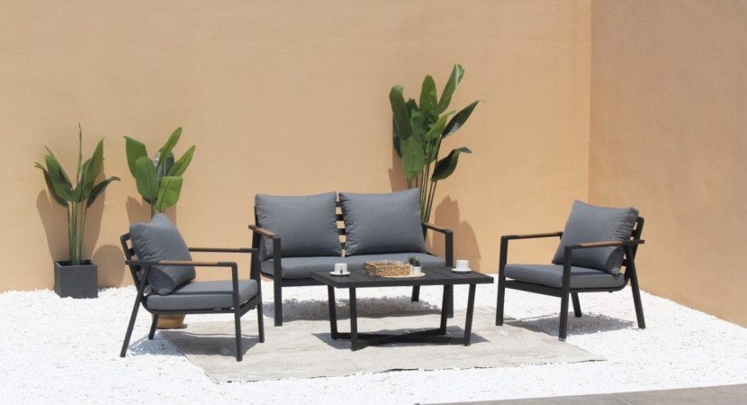 Meble Ogrodowe Aluminiowe Sofa   Dwa Fotele   Stolik