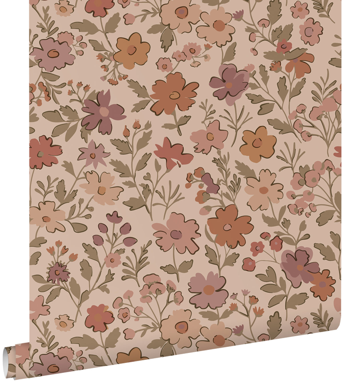 ESTAhome behang bloemetjes terracotta roze - 53 cm x 10.05 m - 131321