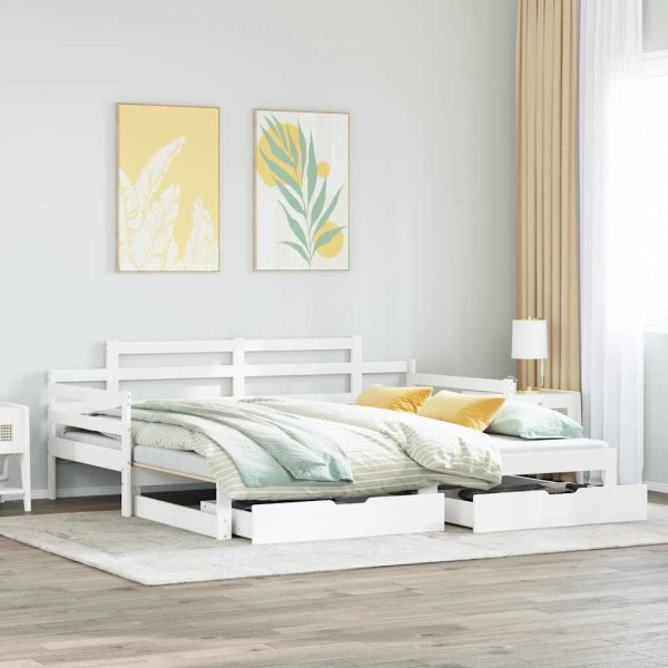 łóżko rozsuwane Biały 80 x 200 cm Drewno sosnowe vidaXL