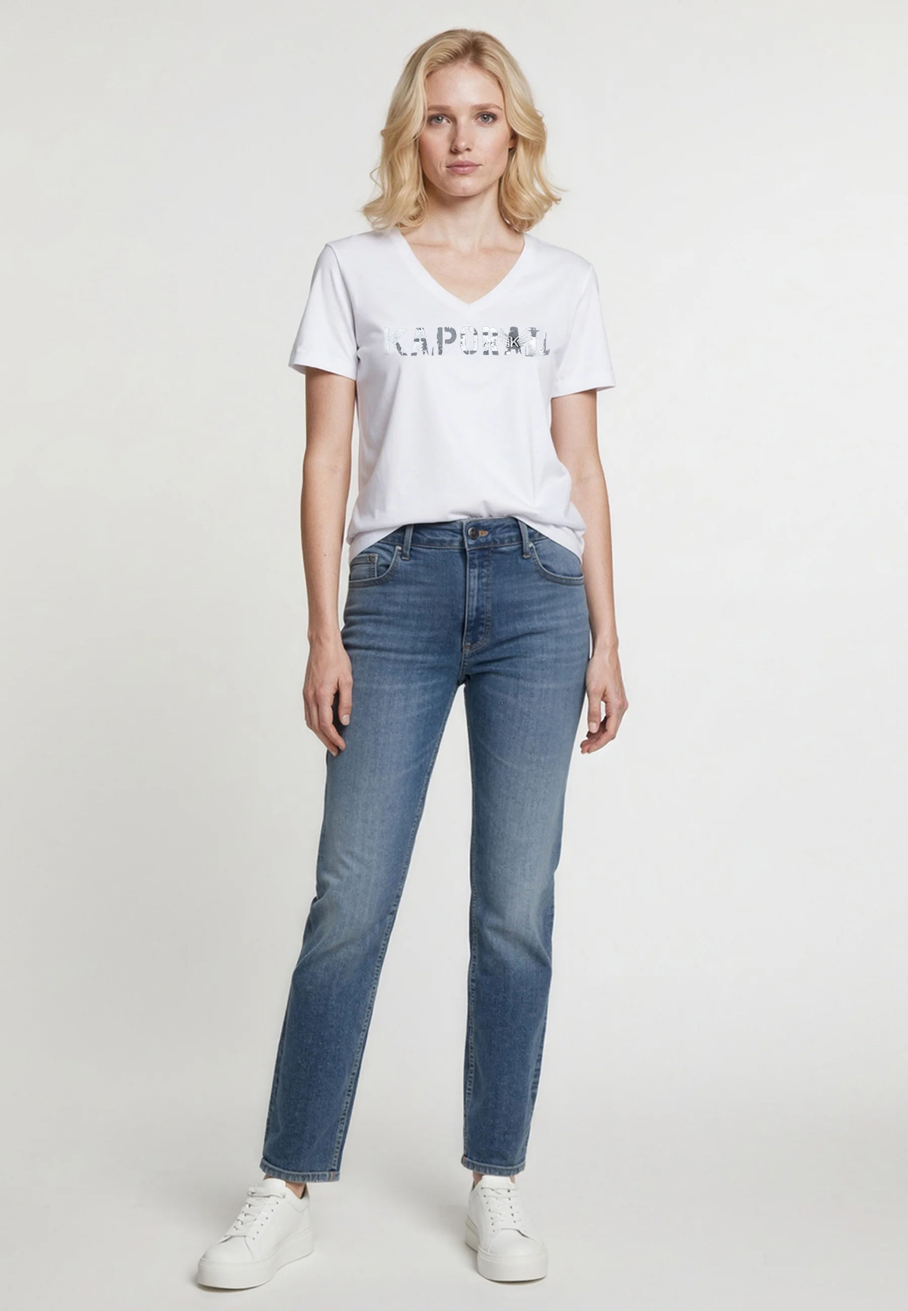 T-shirt manches courtes slim blanc coton stretch ENDA