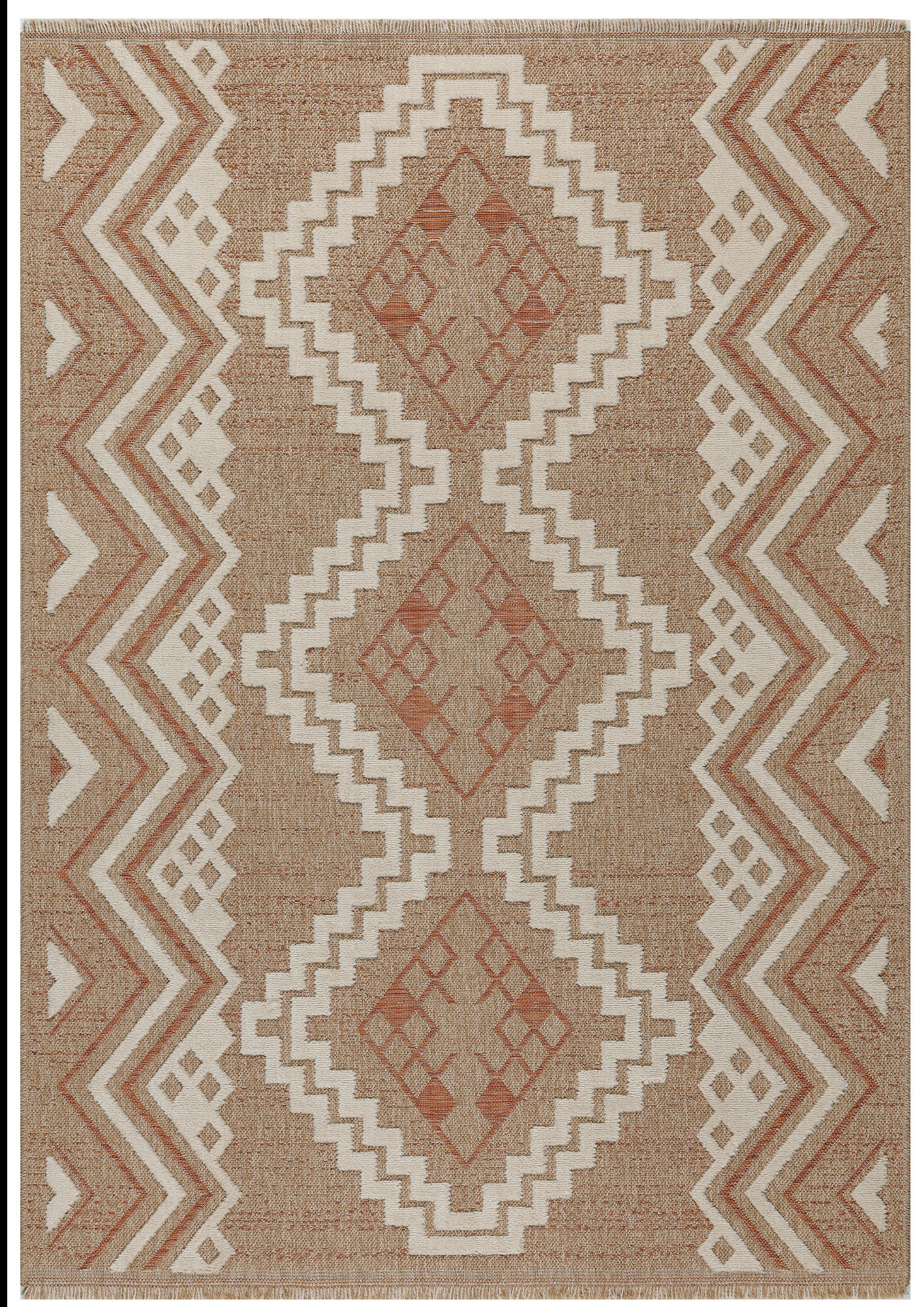 TULUM - Tapis intérieur et extérieur aspect jute ethnique terra - 120x170