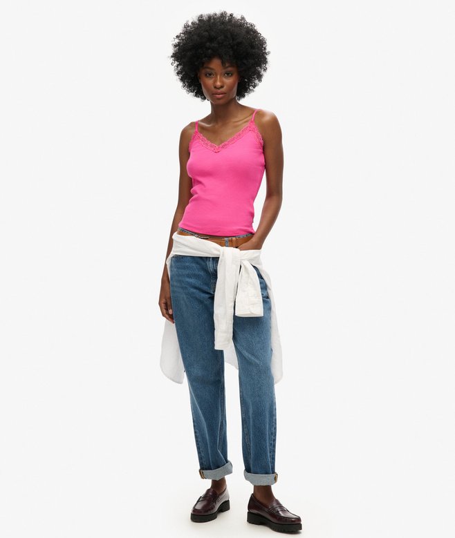 Organic Cotton Essential Rib Lace Cami Top