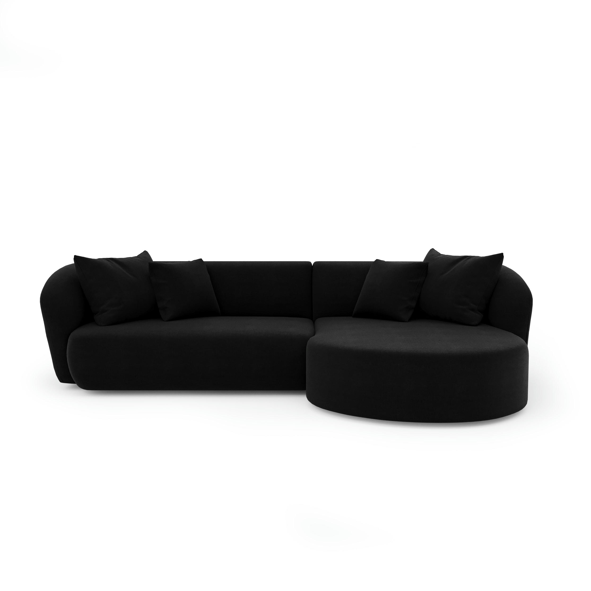 EMY - Canapé d'angle droit velours noir