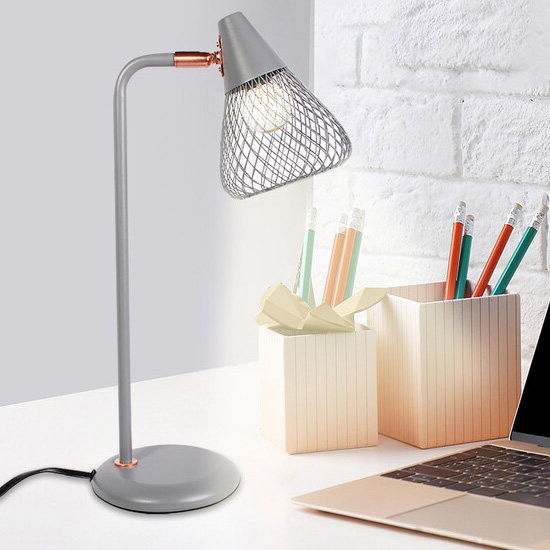 Lampka biurkowa industrialna różowe złoto Fanny 1xE14x25W wys:46cm Rabalux