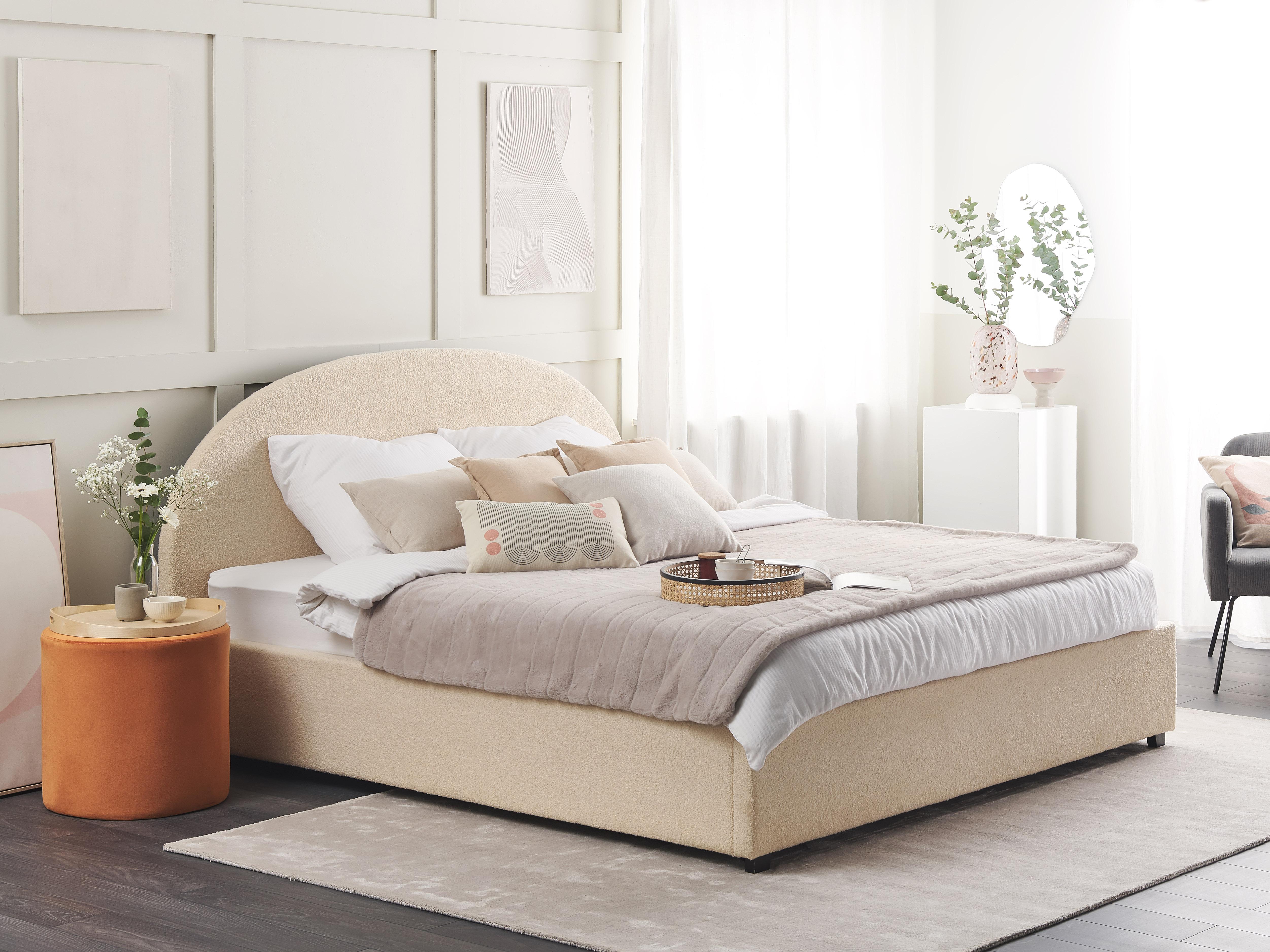 Ottoman Bed Boucle VAUCLUSE 180 x 200 cm (EU Super King) Beige