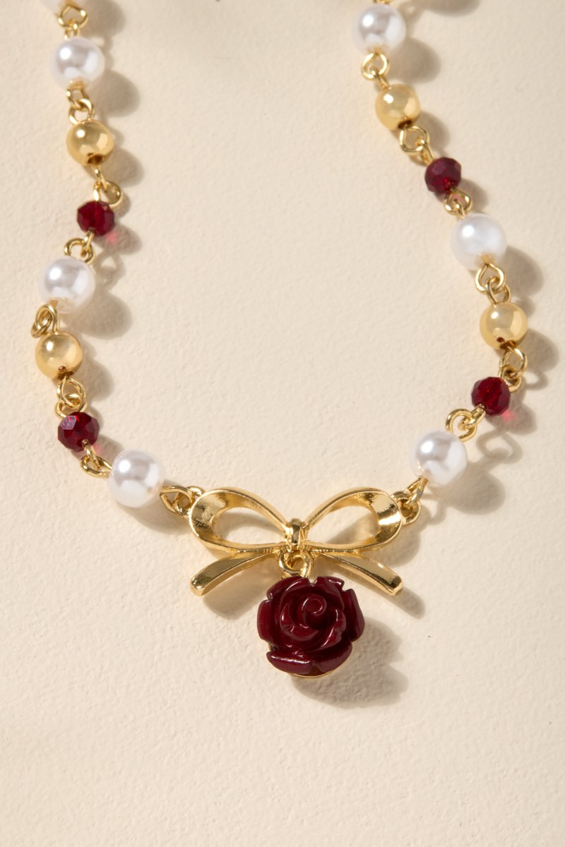 Eva Rose Bow Strand Choker Necklace