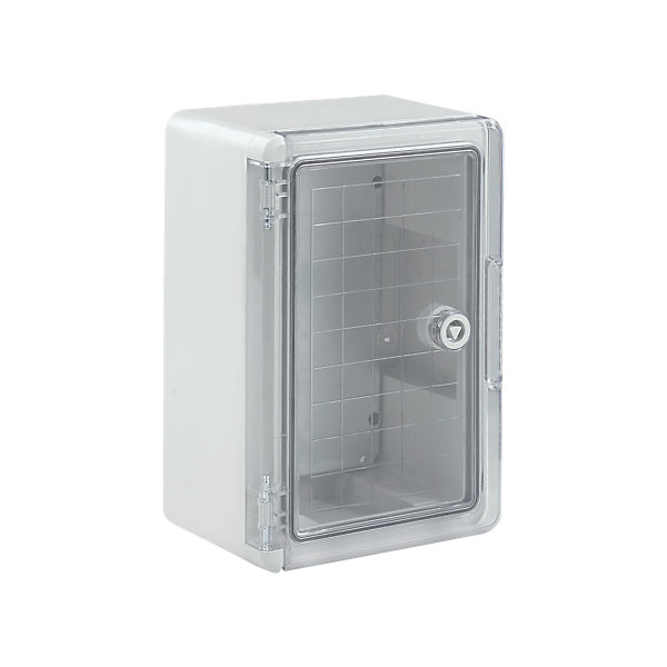 Boîtier hermétique ABS avec porte transparente, plaque de montage galvanisée etverrouillage sécurisé - H 30 x L 20 P 13 cm