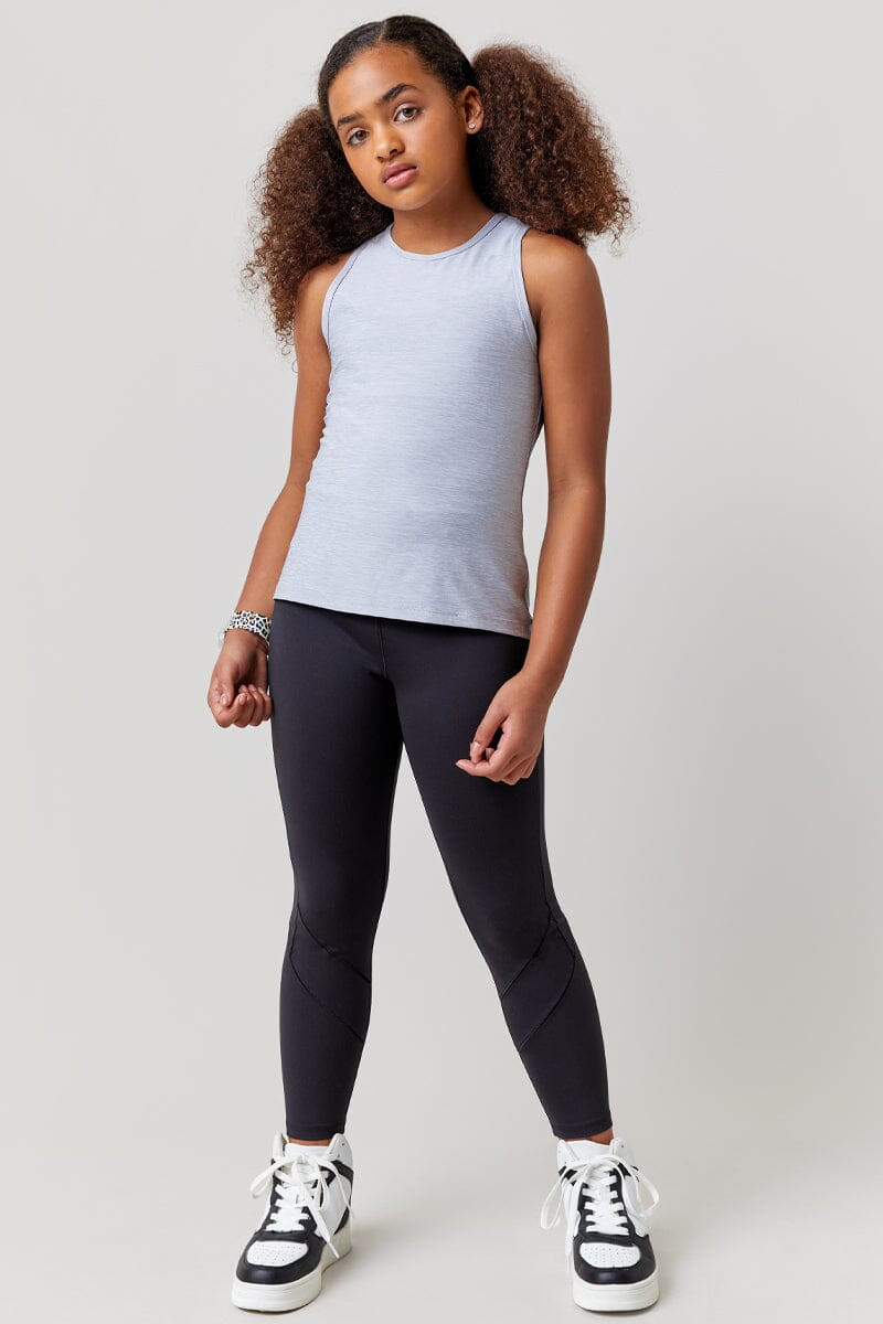 Hello Franki Sport Heather Gray Racer Back Tank Top for girls