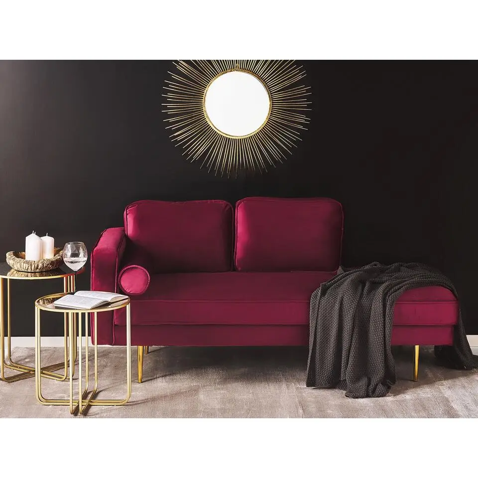 MIRAMAS - Chaise longue - Rood - Linkerzijde - Fluweel