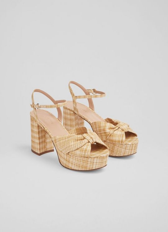 Aniyah Natural Raffia Platform Sandals