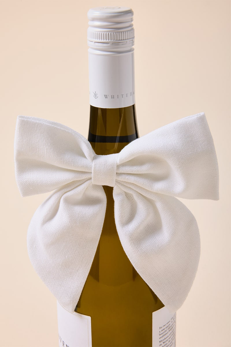 Beau Bottles White Linen Bottle Bow