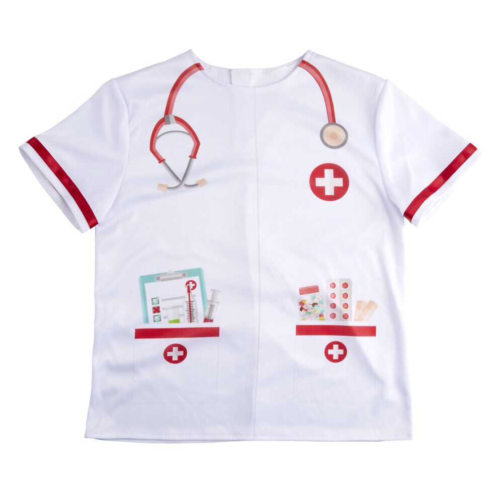 Déguisement enfant docteur avec t-shirt et bonnet blanc (4/6ans ou 7/10)